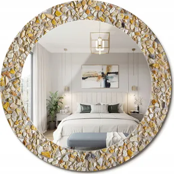 Zrcadlo Zrcadlo s potiskem do koupelny do předsíně, kuchyně, vzor lastrik, průměr 60 cm