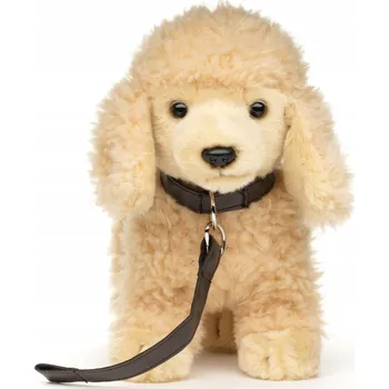 plyšák Plyšová Hračka Pejsek Pudl Béžový Stojící s vodítkem - 24 cm