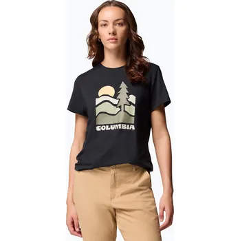 Dámské tričko Dámské trekingové tričko Columbia Ruby Springs Graphic Fitted Black/Get Hiked