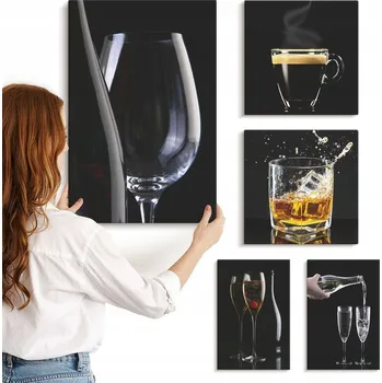 Obraz Sada nástěnných dekorací - obrazy Koktejly, nápoje, barový styl 5 kusů