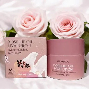 Pleťový krém GLAMFOX Rosehip Hyaluron Face Cream pleťový krém s niacinamidem a extraktem z růže 50 ml