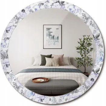 Zrcadlo Zrcadlo s potiskem do koupelny, kuchyně, předsíně - Modré růže, průměr 90 cm