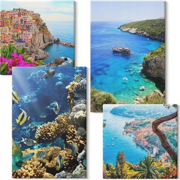 Obraz Vícedílný Obraz Na Plátně Pohledy na pobřeží barevné domy 4 díly