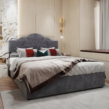 Postel Jednolůžková dřevěná postel Arhatreya 140x200 cm šedá