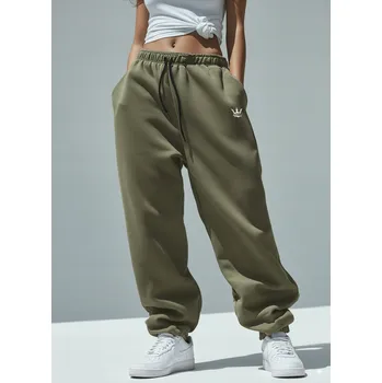 Dámské tepláky BAGGY Khaki Jigga ŠIROKÉ VOLNÉ s logem KORUNA Velikost L