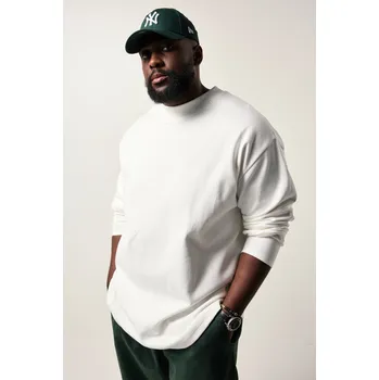 Pánské tričko STHUGE, Plus size Tričko STHUGE, dlouhé rukávy, oversize, stojáček, do 8XL pro plnoštíhlé nadměrná velikost, 842673200-1456, bílý, 7XL, Plus size oblečení, Oblečení pro vysoké muže, Nadměrné velikosti, Oblečení pro plnoštíhlé.