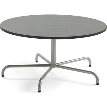 Jídelní stůl Stůl PLURAL, Ø1200x600 mm, linoleum, tmavě šedá, stříbrná