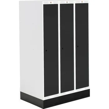 Šatní skříň Šatní skříňka ROZ, 3 sekce, se soklem, 1510x900x550 mm, černá