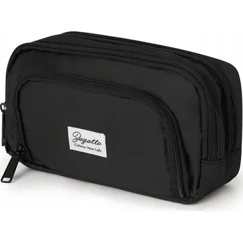 Penál Školní penál tříkomorový s kapsičkou do školy černý prostorný ZAGATTO