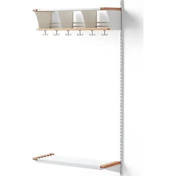 Věšák Šatní stěna JEPPE, přídavná sekce, 3 přihrádky, 1790x900x300 mm, dub/bílá