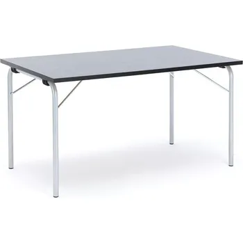 Jídelní stůl Skládací stůl NICKE, 1400x800x720 mm, stříbrný rám, tmavě šedé linoleum