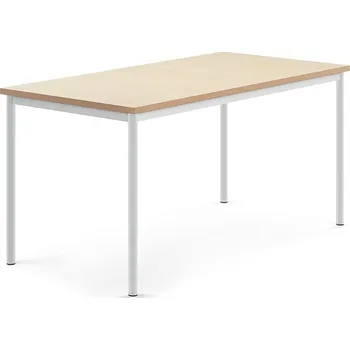 Jídelní stůl Stůl SONITUS, 1600x800x760 mm, bílé nohy, deska s linoleem, béžová