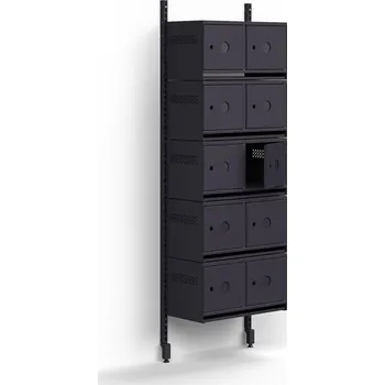 Věšák Skříň na boty ENTRY, nástěnná, 10 kovových dvířek s přípravou pro označení, 1800x600x300 mm, antraci