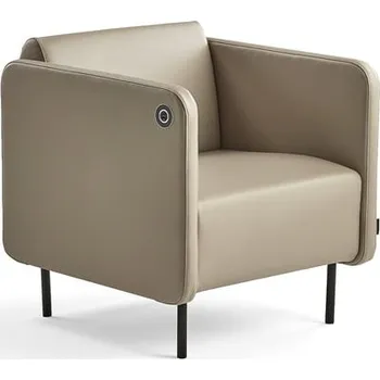 Pohovka Křeslo CLEAR s USB zásuvkou, syntetická kůže, taupe