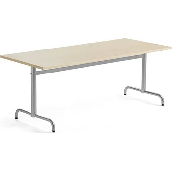 Jídelní stůl Stůl PLURAL, 1800x800x600 mm, akustická HPL deska, bříza, stříbrná