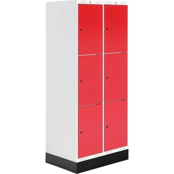 Šatní skříň Šatní skříňka ROZ, 2 sekce, 6 boxů, se soklem, 1890x800x550 mm, červená