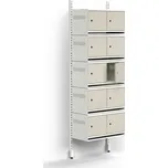 Skříň na boty ENTRY, nástěnná, 10 kovových dvířek, 1800x600x300 mm, bílá/šedá