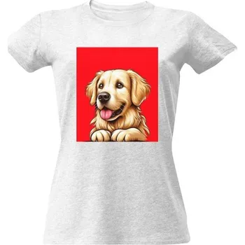 Dámské tričko Tričko s potiskem Retrívr na červené dámské