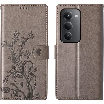 Pouzdro na mobilní telefon Flowery knížkové pouzdro na Xiaomi Redmi 15 5G (169mm) - šedé