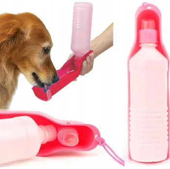 Miska pro psa Skládací (cestovní) plastová butelka pro psa, odstíny červené, odstíny modré, 0,5 l