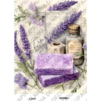 Umělecký papír Rýžový a soft papír na decoupage - Levandule vintage - KB2499 Materiál: Soft, Rozměr: A4