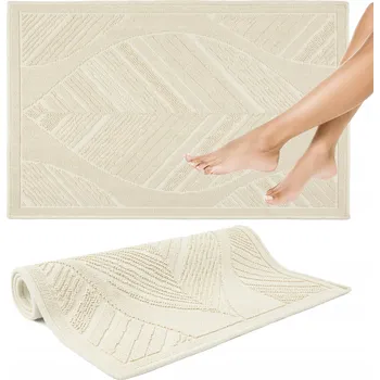 Koupelnová předložka KOUPELNOVÁ PŘEDLOŽKA BAVLNĚNÁ BÉŽOVÁ 60x80CM PROTISKLUZOVÁ BOHO 3D PEVNÁ