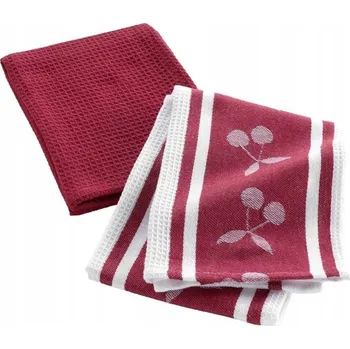 Utěrka SADA KUCHYŇSKÝCH UTĚREK ČERVENÉ S VZOREM TŘEŠNÍ 50 x 70 CM