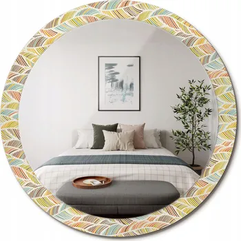 Zrcadlo Stylové kulaté zrcadlo na zeď s potiskem na skle Abstraktní průměr 90 cm