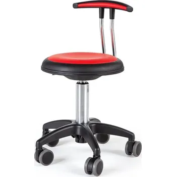 ESD Stolička na kolečkách STAR, 380-480 mm, umělá kůže, červená