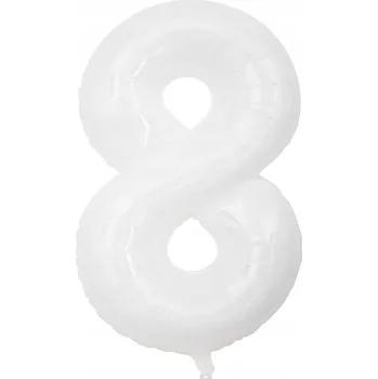 Balónek Bílý BALÓN Velká ČÍSLICE 8 BÍLÁ 100 cm k NAROZENINÁM 40 palců