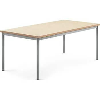 Jídelní stůl Stůl SONITUS, 1600x800x600 mm, stříbrné nohy, deska s linoleem, béžová
