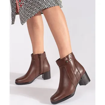 Dámské kozačky Hnědé kotníkové kozačky na podpatku Sergio Leone