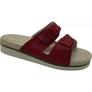 Dámská zdravotní obuv VANIMAR Kožené pantofle na hallux i patní ostruhu–červené, vel. 37 - 43 vel. 40 - délka vnitřní stélky 26 cm