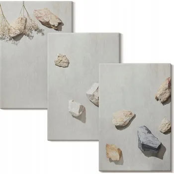 Obraz Sada obrazů na plátně Boho kameny pláž dekorace 3x 40x60 cm