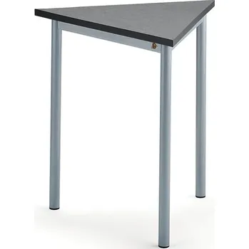 Jídelní stůl Stůl SONITUS TRIANGEL, 700x700x720 mm, stříbrné nohy, deska s linoleem, tmavě šedá