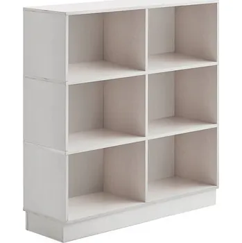 Knihovna Regál RICO, 1245x1200x375 mm, 6 přihrádek, sokl, bílá pigmentovaná