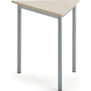 Jídelní stůl Stůl BORÅS TRIANGEL, 800x700x720 mm, stříbrné nohy, HPL deska, bříza