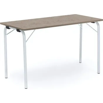Jídelní stůl Skládací stůl NICKE, 1200x500x720 mm, stříbrný rám, světle šedé linoleum