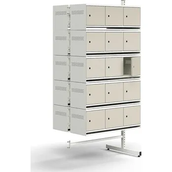 Věšák Skříň na boty ENTRY, přídavná sekce, 30 kovových dvířek, 1800x900x600 mm, bílá/šedá