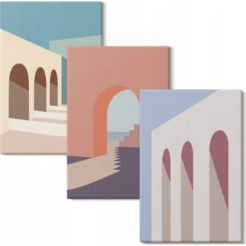 Obraz Sada obrazů na plátně Set Pastelové grafiky architektury 3x 20x30 cm