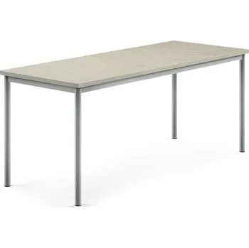 Jídelní stůl Stůl SONITUS, 1800x700x720 mm, stříbrné nohy, deska s linoleem, šedá