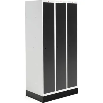 Šatní skříň Šatní skříňka ROZ, 3 sekce, se soklem, 1890x900x550 mm, černá