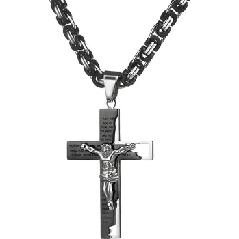 Náhrdelník IZMAEL Pánský náhrdelník GR 32544 Černá/Stříbrná/60cm KP32544