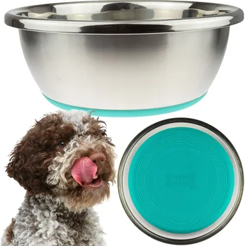 Miska pro psa Protiskluzová miska pro psa, pogumovaná, kovová, malý/střední pes S/M 1000 ml