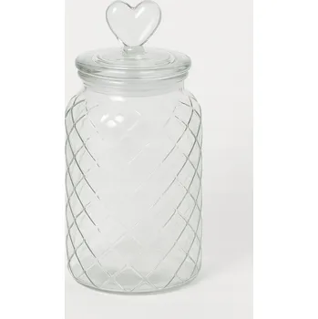 Dóza na potraviny Skleněná dóza na uskladnění mouky, cukru, kávy, čaje SRDCE 20x10