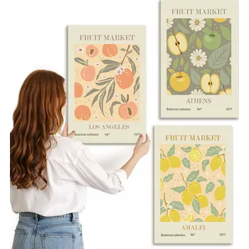 Obraz Sada obrazů do ložnice, ovocné retro vzory, 3x plakát 40x60 cm