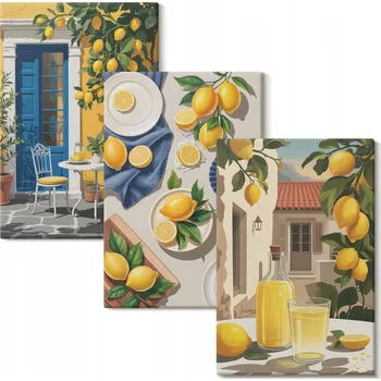Obraz Vícedílná Sada Obrazů do Galerie Citronová zahrada s nápoji 3x 40x60 cm