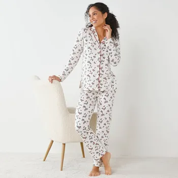 Dámské pyžamo Blancheporte Pyžamo s kabátkem na knoflíky a potiskem cesmíny režná/třešňová 52