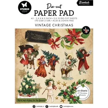 Blok s papírovými výseky Studio Light "Vintage Christmas", A5, 20 l. - Vánoční nostalgie