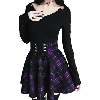 Dámská sukně GOTH25 Sexy kostkovaná sukně ROCK PUNK - S